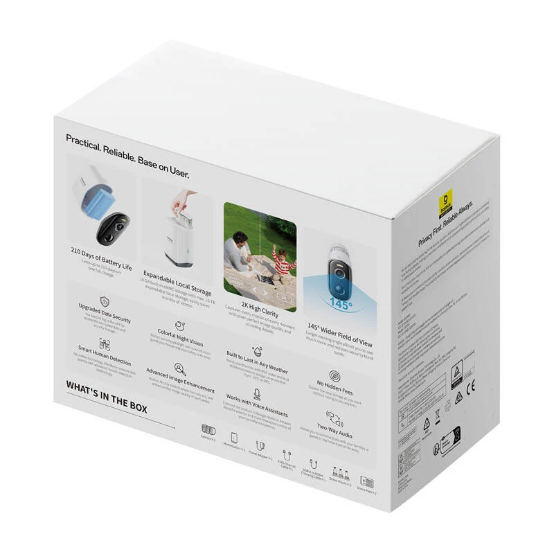 N1 Baseus Câmara exterior 2K conjunto de 3 unidades (branco)