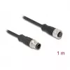 Cabo Delock M12 codificado D 4 pinos ficha para conector fêmea PVC 1 m