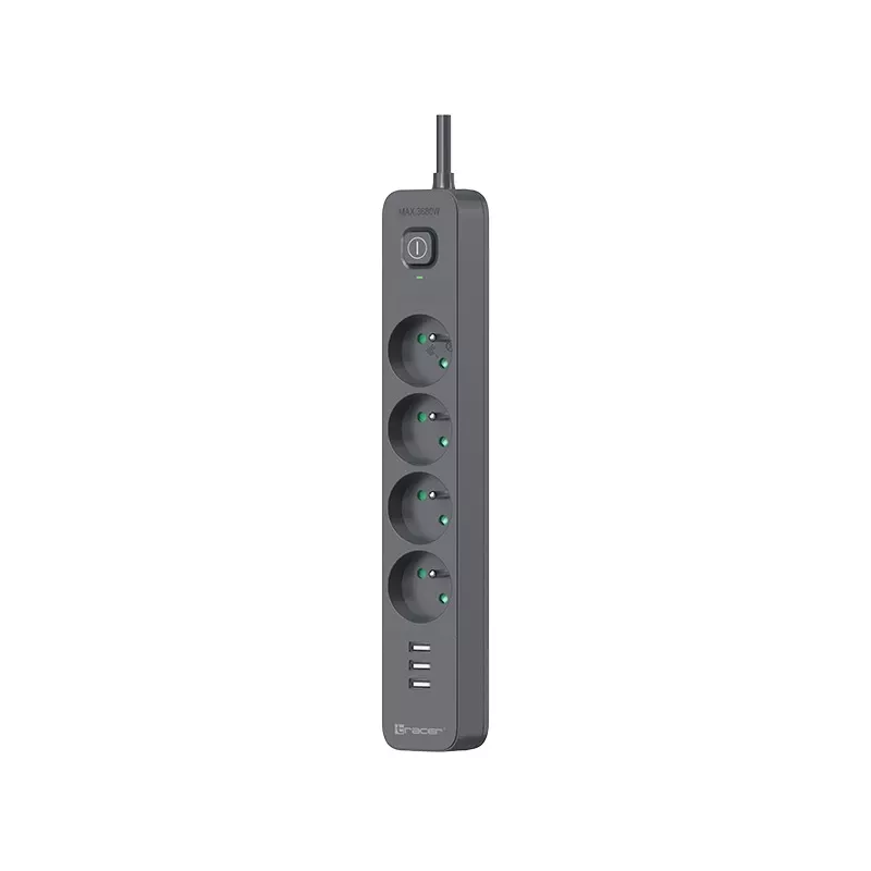 Tracer 47685 Power Line+ 5m (4 tomadas + 3x USB A)