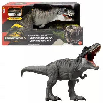 Jurassic World Rebirth Super Colossal Figura de ação Tyrannosaurus Rex, Brinquedo de dinossauro T-Rex do filme