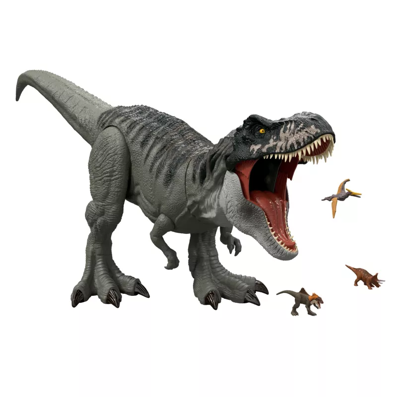 Jurassic World Rebirth Super Colossal Figura de ação Tyrannosaurus Rex, Brinquedo de dinossauro T-Rex do filme