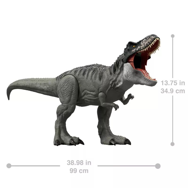Jurassic World Rebirth Super Colossal Figura de ação Tyrannosaurus Rex, Brinquedo de dinossauro T-Rex do filme