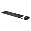 HP 650 Conjunto de teclado e rato sem fios, tamanho completo (100%), sem fios, RF sem fios, membrana, preto, rato incluído