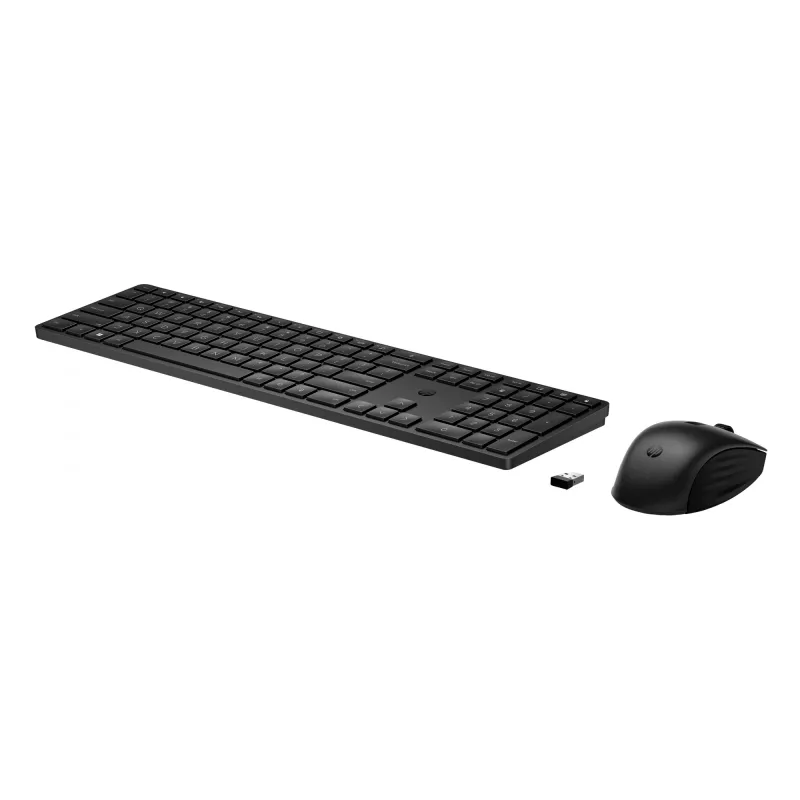 HP 650 Conjunto de teclado e rato sem fios, tamanho completo (100%), sem fios, RF sem fios, membrana, preto, rato incluído