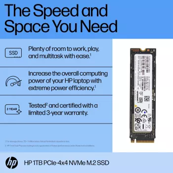 HP 1TB PCIe-4x4 NVMe Unidade de estado sólido, 1 TB, M.2