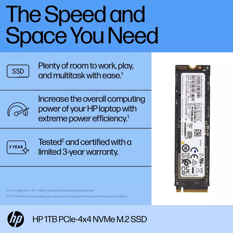 HP 1TB PCIe-4x4 NVMe Unidade de estado sólido, 1 TB, M.2