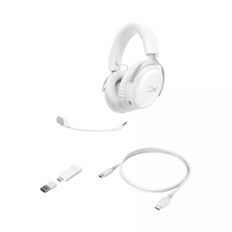 HyperX Cloud III S - Headset gaming sem fios (branco), sem fios, 20 - 20000 Hz, gaming, 340 g, headset, branco