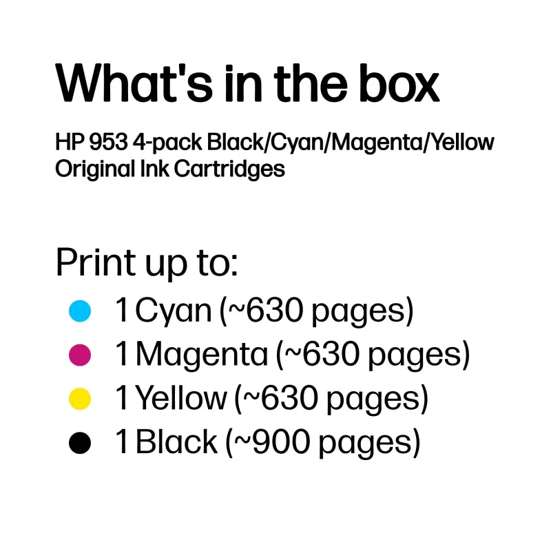 HP 953 Pack de 4 Tinteiros originais preto/ciano/magenta/amarelo