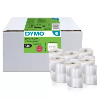DYMO Authentic LabelWriter etiquetas multiusos | 54 mm x 70 mm | autoadesivas | 12 rolos com 320 etiquetas Easy-Peel (3.840 unidades) | para impressoras de etiquetas LabelWriter | fabricado na Europa