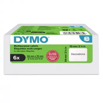 DYMO Original LabelWriter etiquetas multiusos | 54 mm x 70 mm | autoadesivas | 6 rolos com 320 etiquetas fáceis de destacar cada (1.920 unidades) | para impressoras de etiquetas LabelWriter | fabricado na Europa
