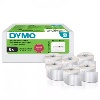 DYMO Original LabelWriter etiquetas multiusos | 54 mm x 70 mm | autoadesivas | 6 rolos com 320 etiquetas fáceis de destacar cada (1.920 unidades) | para impressoras de etiquetas LabelWriter | fabricado na Europa