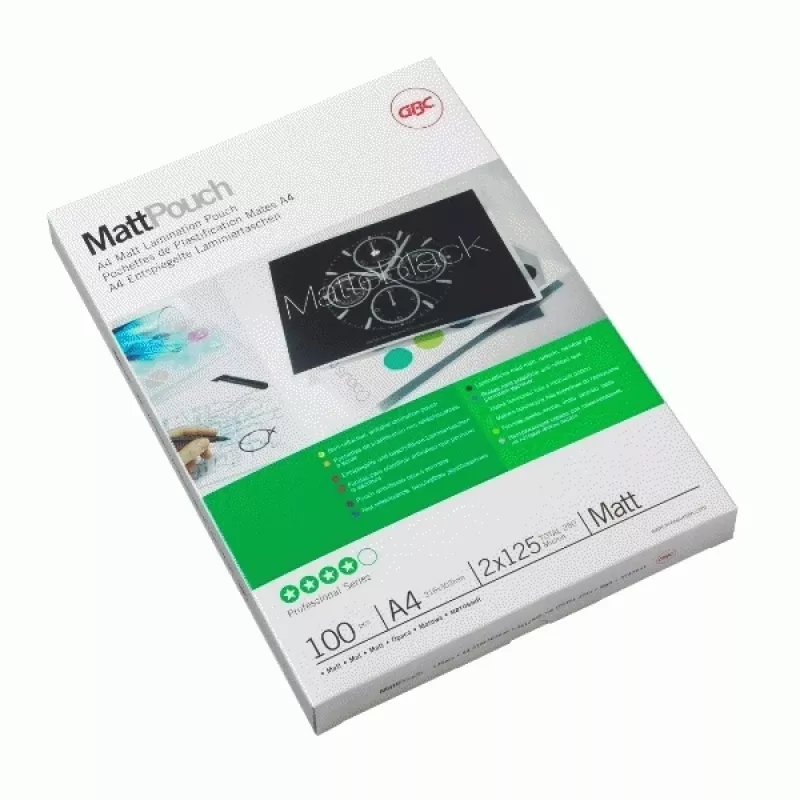 GBC película de plastificação A4 mate 100 mícron, mate, A4, 216 mm, 0,2 mm, 303 mm, 100 unid.