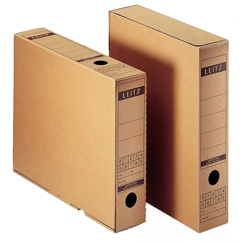 Leitz 6084-00-00 Caixa de arquivo com aba, A4, cartão canelado natural, 70x265x325 mm