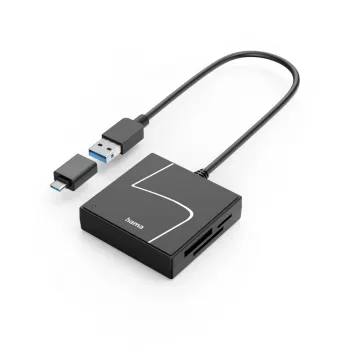 Hama 00200148 Leitor de cartões USB 3.2 Gen 1 (3.1 Gen 1) Type-A/Type-C Preto