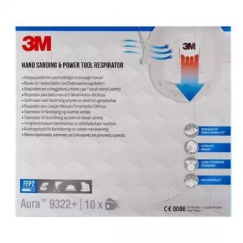 3M 9322PRO10 Máscara antipoeiras 10 unid. cesto FFP2