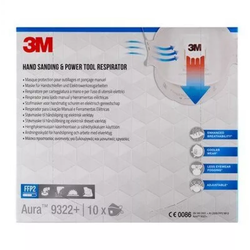 3M 9322PRO10 Máscara antipoeiras 10 unid. cesto FFP2