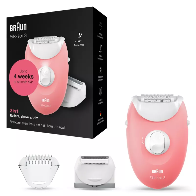 Braun Silk-epil 3-277 Depiladora, branco/rosa
