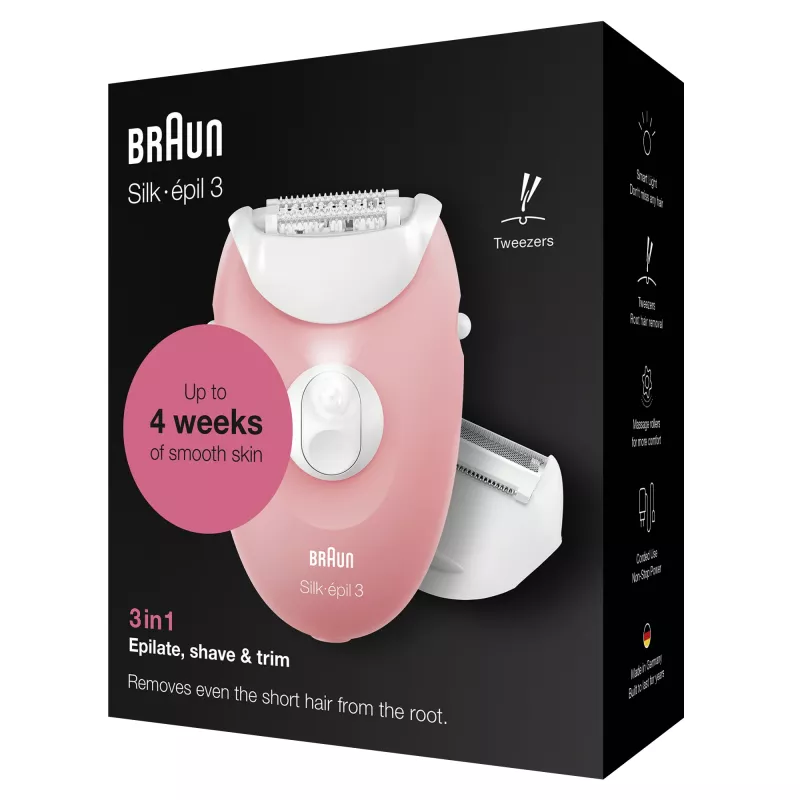 Braun Silk-epil 3-277 Depiladora, branco/rosa