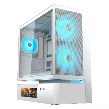 COUGAR Caixa Midi Tower, CFV235 Vision, ARGB, Ecrã LCD, Mesh, Branco