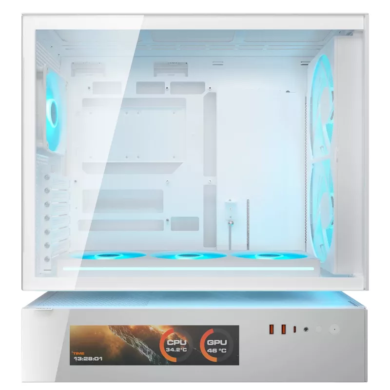 COUGAR Caixa Midi Tower, CFV235 Vision, ARGB, Ecrã LCD, Mesh, Branco