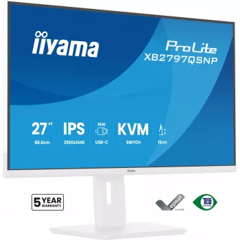 iiyama ProLite XB2797QSNP-W1 Monitor de computador IPS-LCD de 27 polegadas 68,6 cm (27 polegadas) 2560 x 1440 píxeis Quad HD Branco