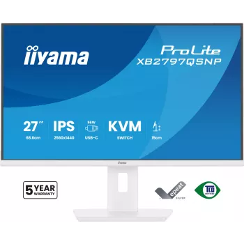 iiyama ProLite XB2797QSNP-W1 Monitor de computador IPS-LCD de 27 polegadas 68,6 cm (27 polegadas) 2560 x 1440 píxeis Quad HD Branco