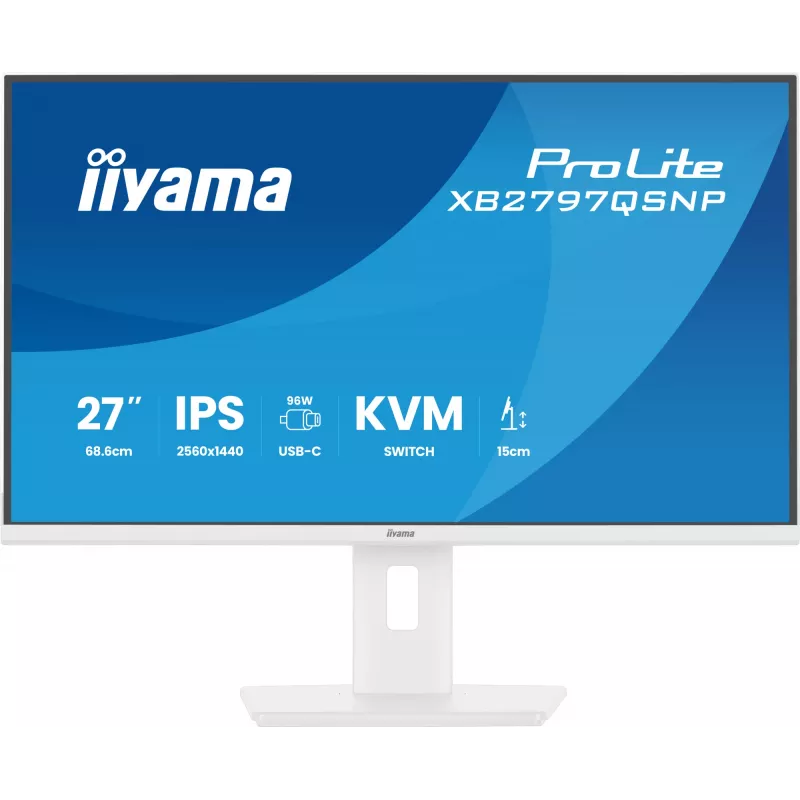 iiyama ProLite XB2797QSNP-W1 Monitor de computador IPS-LCD de 27 polegadas 68,6 cm (27 polegadas) 2560 x 1440 píxeis Quad HD Branco