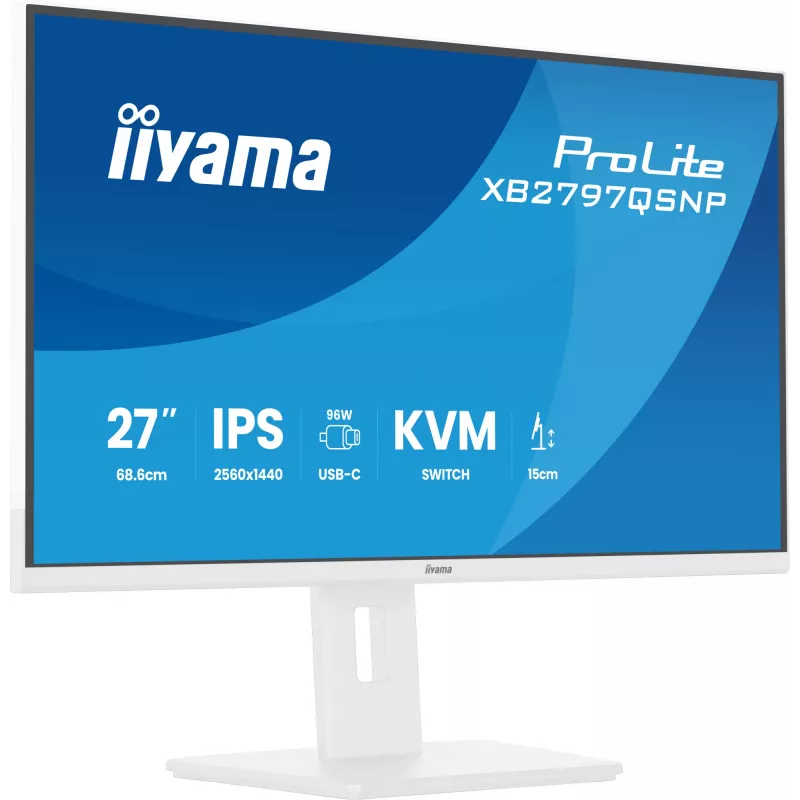 iiyama ProLite XB2797QSNP-W1 Monitor de computador IPS-LCD de 27 polegadas 68,6 cm (27 polegadas) 2560 x 1440 píxeis Quad HD Branco