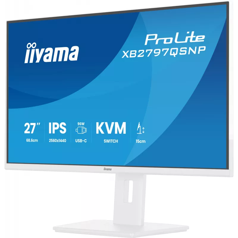 iiyama ProLite XB2797QSNP-W1 Monitor de computador IPS-LCD de 27 polegadas 68,6 cm (27 polegadas) 2560 x 1440 píxeis Quad HD Branco