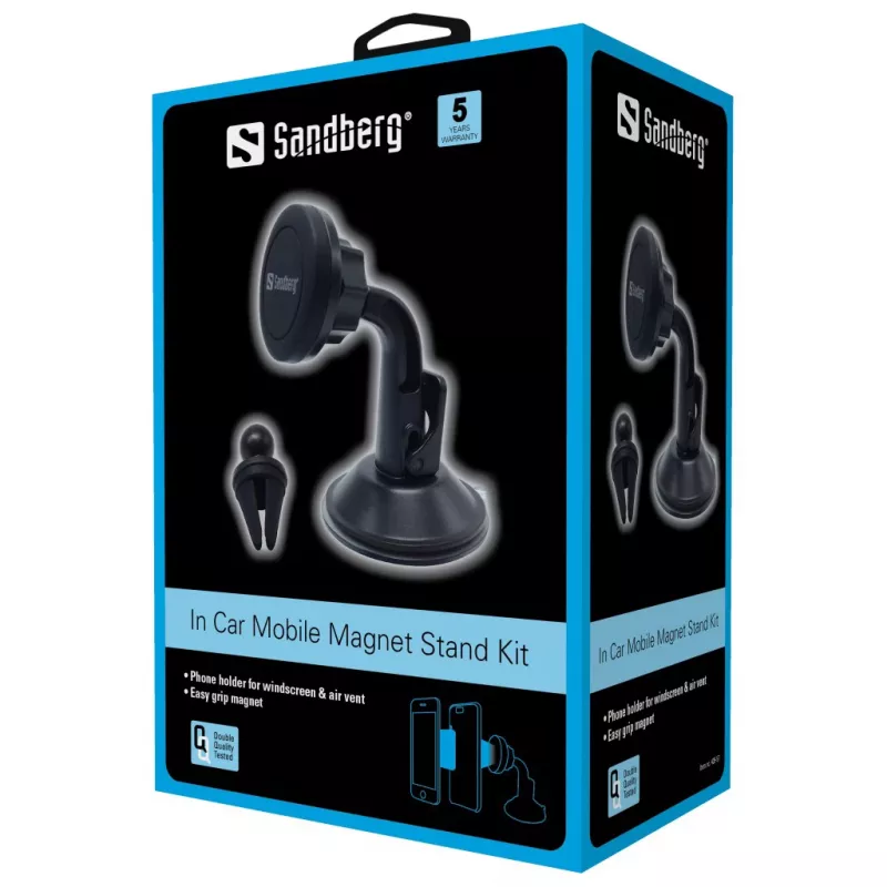 Sandberg In Car Mobile Magnet Stand Kit, telefone, suporte passivo, automóvel, preto