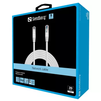 Sandberg cabo de rede UTP Cat6 20 m, 20 m, Cat6, U/UTP (UTP), RJ-45, RJ-45, branco
