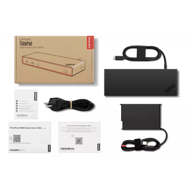 Lenovo ThinkPad USB4 Smart Dock 5500 com fonte de alimentação de 135W com fios preto