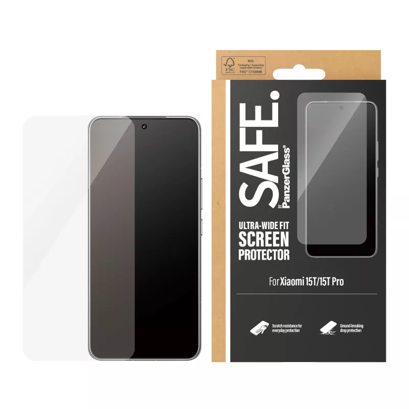 PanzerGlass SAFE. by ® película protetora de ecrã Xiaomi 15T | 15T Pro | Ultra-Wide Fit