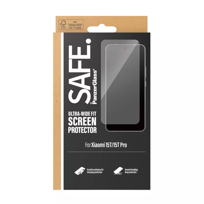 PanzerGlass SAFE. by ® película protetora de ecrã Xiaomi 15T | 15T Pro | Ultra-Wide Fit