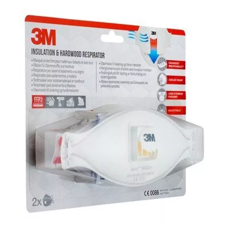 3M Aura Comfort Cool Flow 9332+ FFP3 NR D Máscaras respiratórias descartáveis, 2 unidades (9332C2)