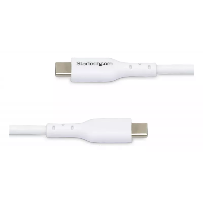 StarTech.com 1 m (3,3 ft) cabo de carregamento USB-C branco pack de 2, cabo USB-C, cabo de carregamento para portátil USB 2.0 Type-C, 60 W 3 A Power Delivery, revestimento TPE, cabo de transferência de dados USB-C, M/M