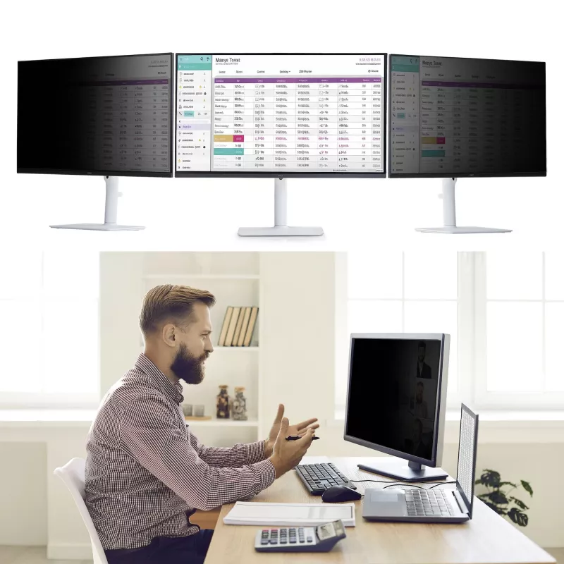 StarTech.com película magnética de proteção de ecrã para monitor de 24 polegadas 16:10, filtro removível, lados antirreflexo/brilhante, película protetora de ecrã com redução de luz azul, TAA