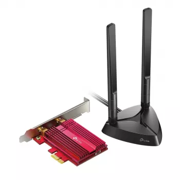 TP-Link AX3000 Wi-Fi 6 Bluetooth 5.0 Adaptador PCIe, Interno, Sem fios, PCI Express, WLAN / Bluetooth, 2402 Mbit/s, Preto, Vermelho