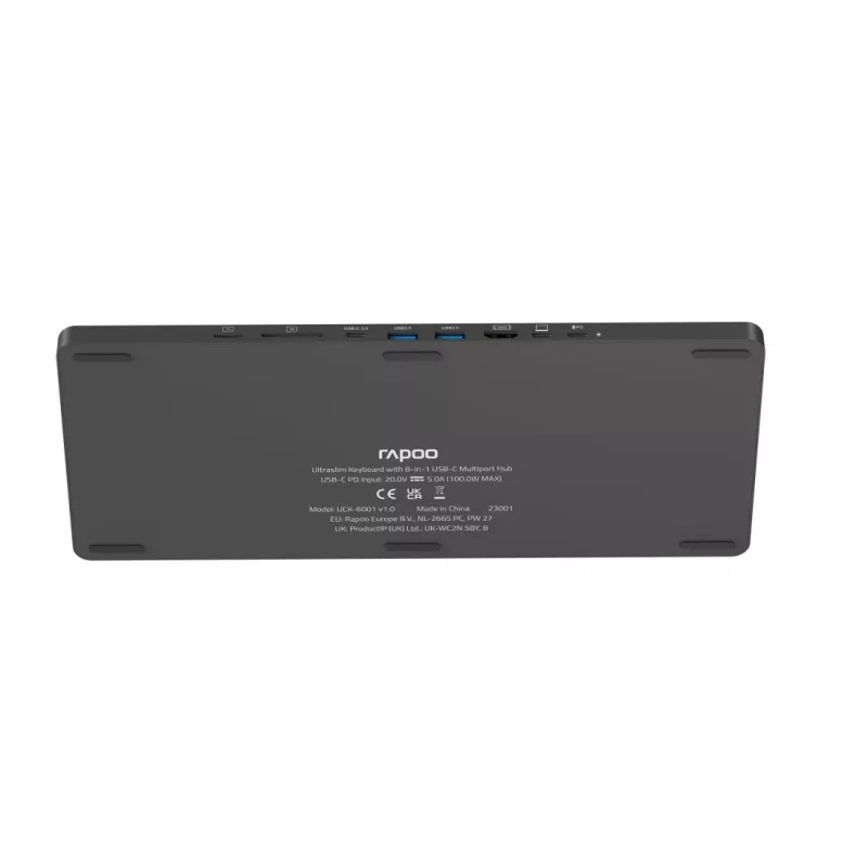 Rapoo UCK-6001 Teclado ultrafino com adaptador multiporta USB-C 8 em 1, QWERTZ