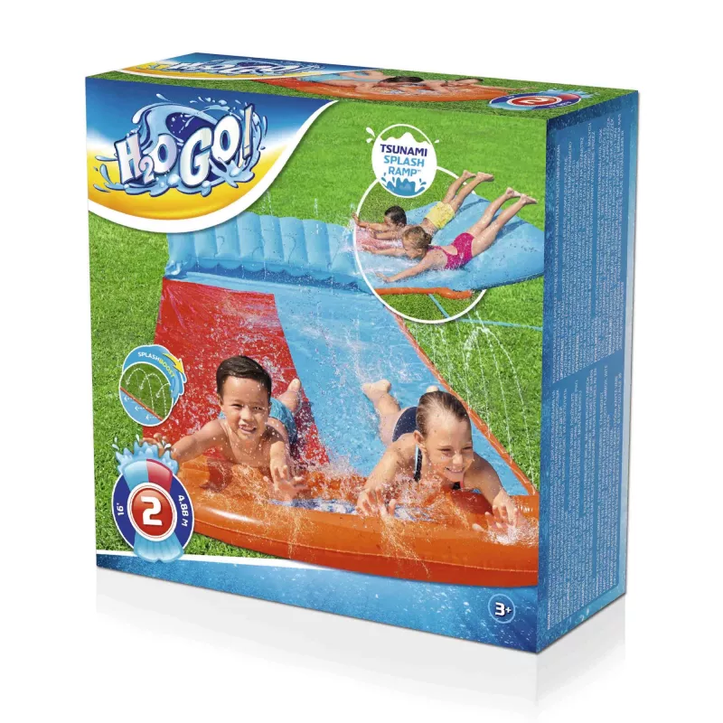 Bestway H2OGO! Escorrega de água duplo com rampa Tsunami Splash 4,88 m