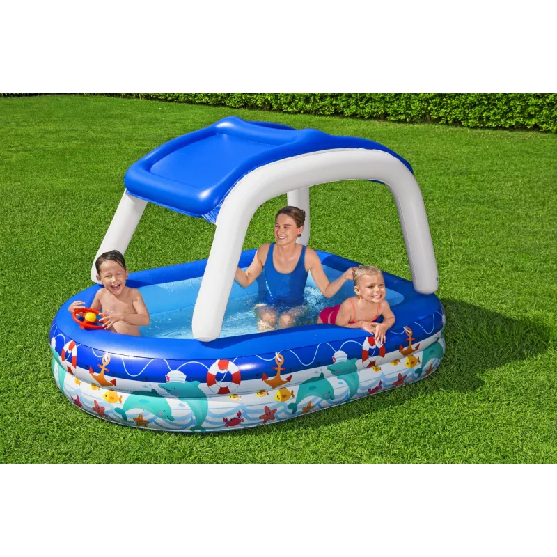 Bestway Sea Captain Piscina familiar insuflável com toldo UV Careful