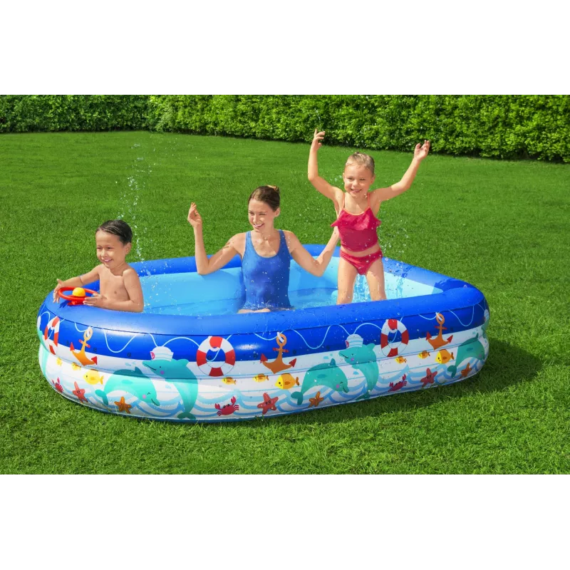 Bestway Sea Captain Piscina familiar insuflável com toldo UV Careful