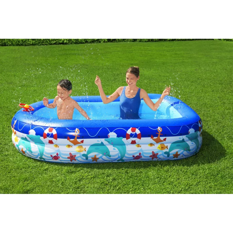 Bestway Sea Captain Piscina familiar insuflável com toldo UV Careful