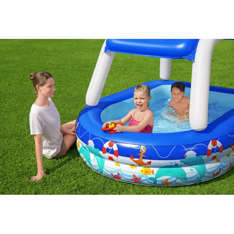 Bestway Sea Captain Piscina familiar insuflável com toldo UV Careful