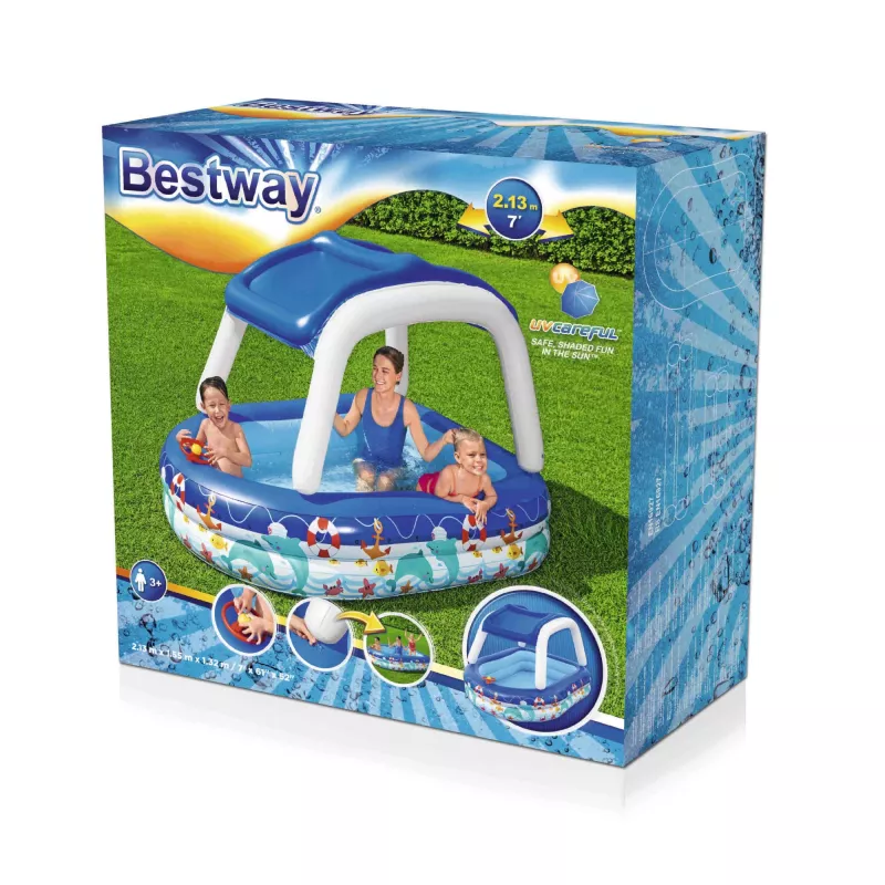 Bestway Sea Captain Piscina familiar insuflável com toldo UV Careful