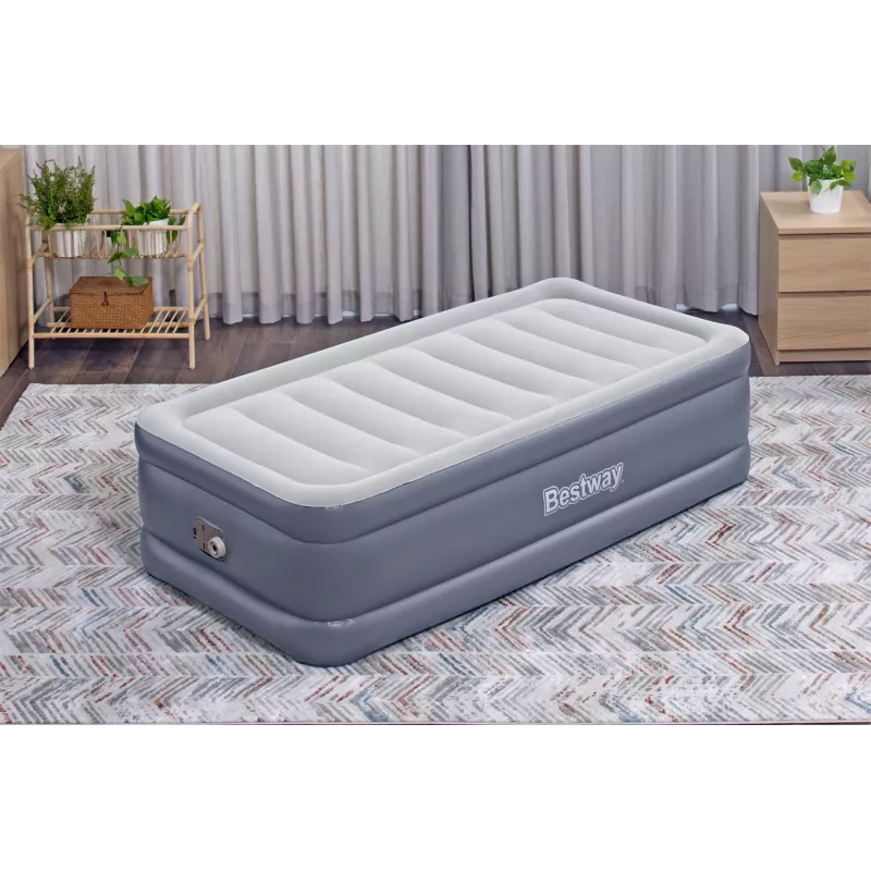 Bestway Tritech Colchão de ar Twin com bomba AC integrada e revestimento antimicrobiano 1,91 m x 97 cm x 51 cm