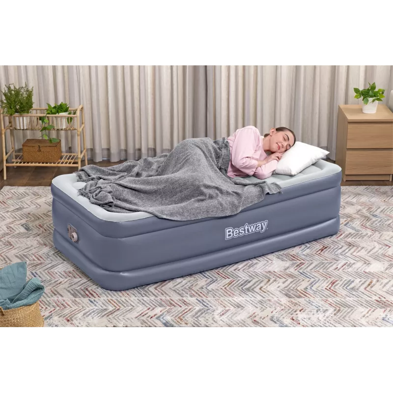 Bestway Tritech Colchão de ar Twin com bomba AC integrada e revestimento antimicrobiano 1,91 m x 97 cm x 51 cm