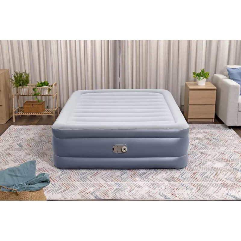 Bestway Tritech Colchão de ar Queen com bomba AC integrada e revestimento antimicrobiano 2,03 m x 1,52 m x 51 cm