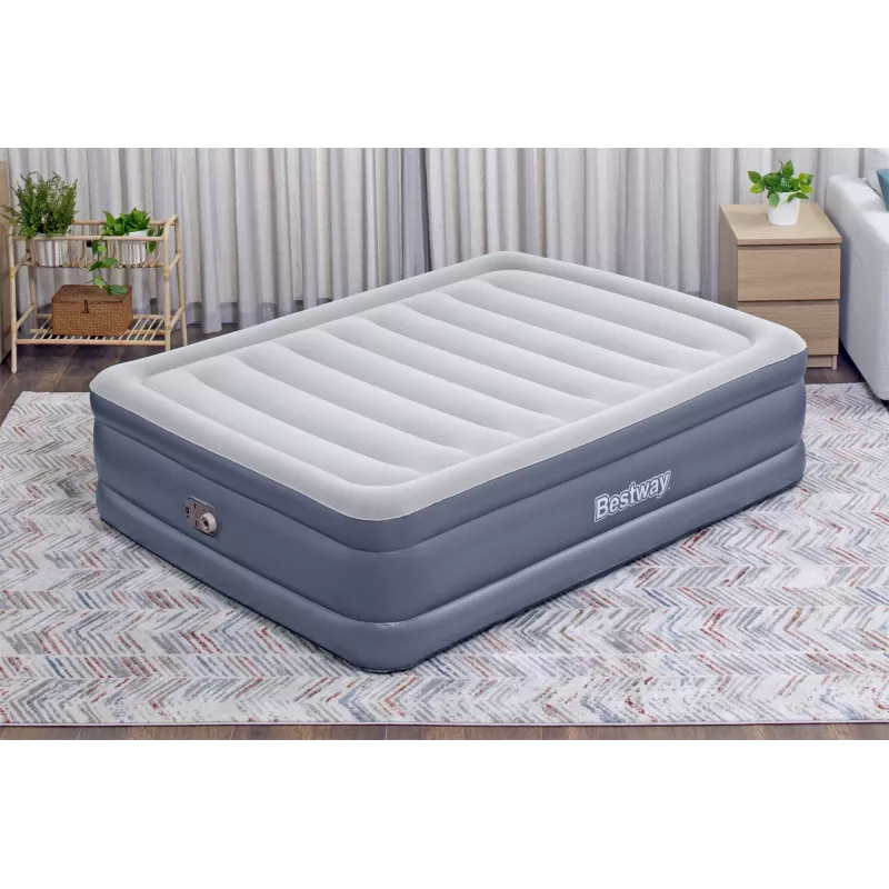 Bestway Tritech Colchão de ar Queen com bomba AC integrada e revestimento antimicrobiano 2,03 m x 1,52 m x 51 cm