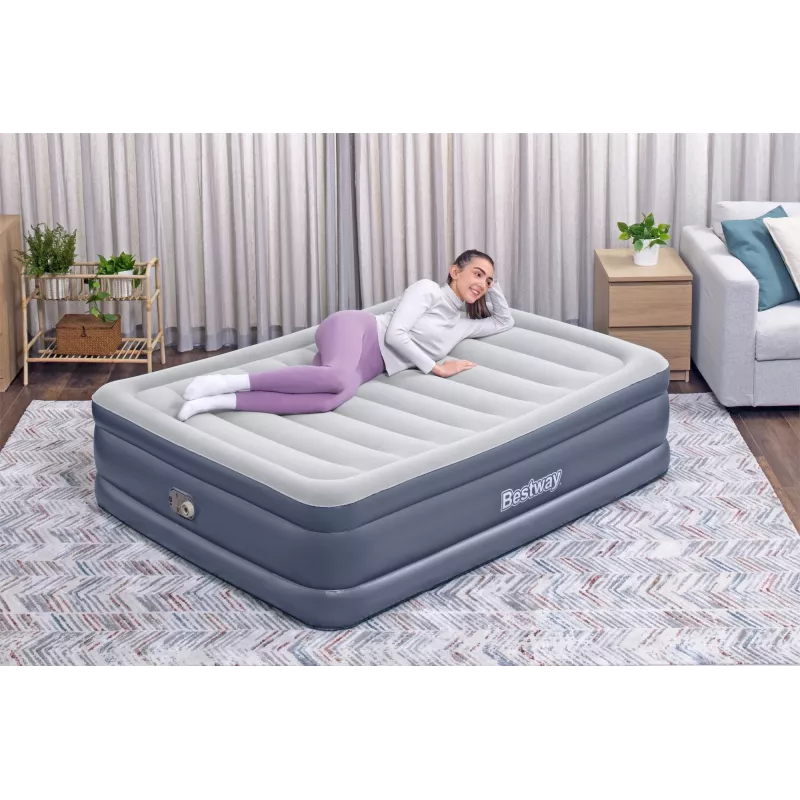 Bestway Tritech Colchão de ar Queen com bomba AC integrada e revestimento antimicrobiano 2,03 m x 1,52 m x 51 cm
